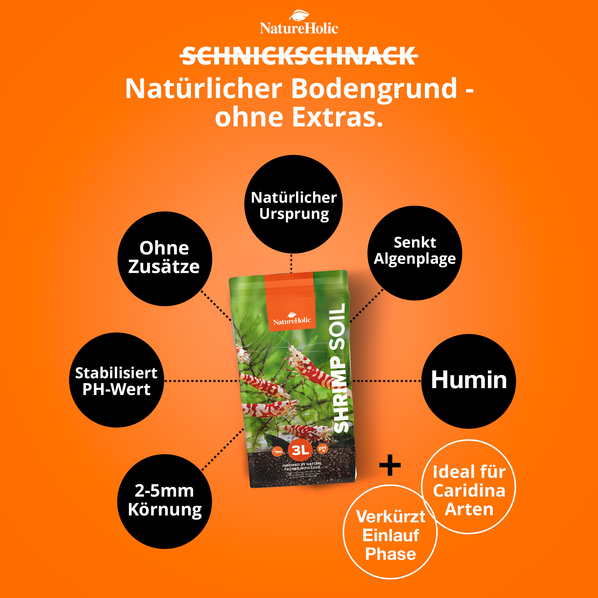 Natürlicher Garnelen-Bodengrund, Humin, 2-5 mm